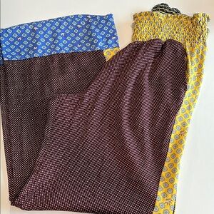 Aerie - large silky wide leg pants, polka dots, multicolored